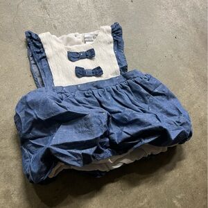 White and Blue Baby Dress with Bows